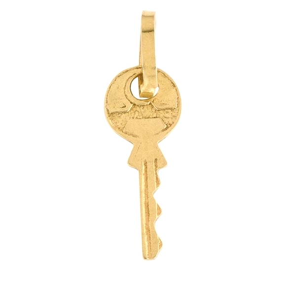 Key Solid Yellow Gold Pendant Charm - Picture 11 of 13